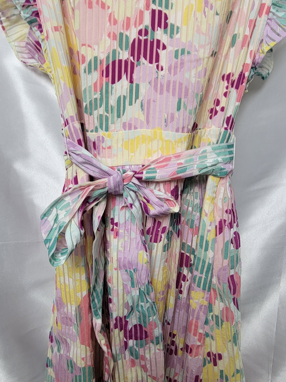 Kate Spade Pleated Floral Midi Dress Belted Flutter Sleeve Size 10 New W/O Tags - Picture 9 of 9